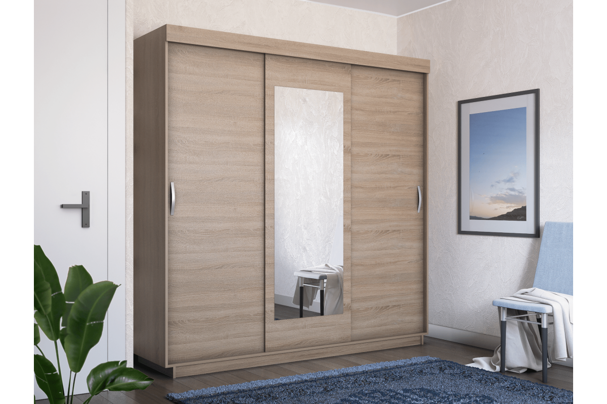 Купить Шкаф-купе 3-х дверный Лайт Дуб сонома 180х59х212 см (10793 ...