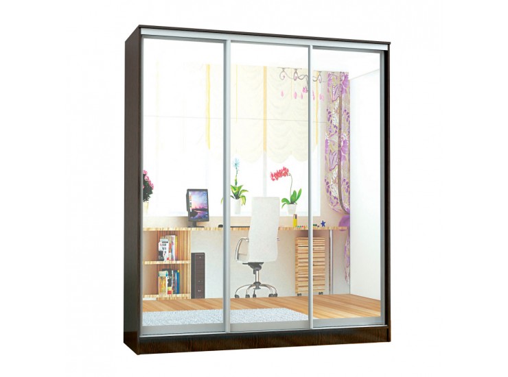 Шкаф-купе с зеркалом Комфорт-3 185 см венге 185х61х220 см (16708) Шкаф-купе с зеркалом Комфорт-3 185 см венге 185х61х220 см (16708)